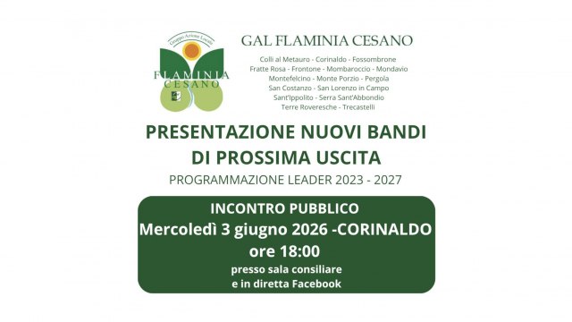 PRESENTAZIONE NUOVI BANDI - GAL FLAMINIA CESANO